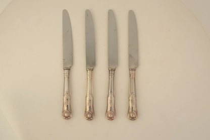 Set of 6 | Vintage Silver-Plated Dinner Knives with Ornate Handles