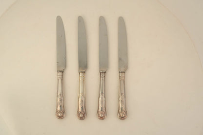 Set of 6 | Vintage Silver-Plated Dinner Knives with Ornate Handles