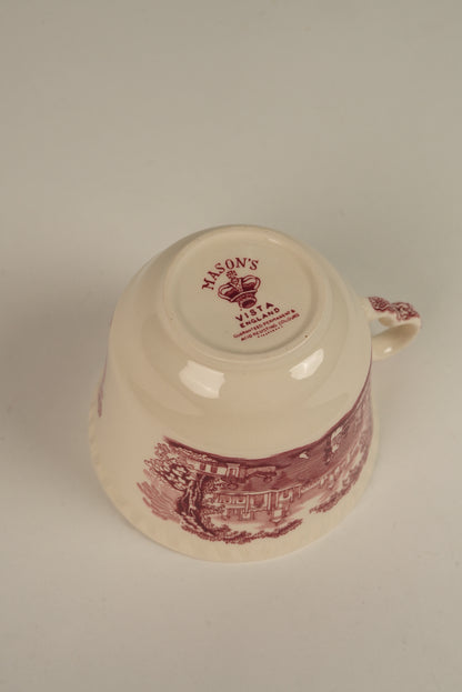 Set of 5 | Antique Mason's Vista Large Tea Cups & Saucers