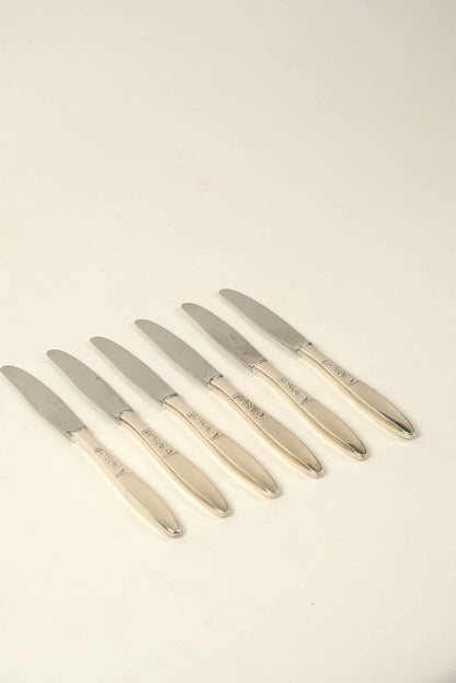 Set of 6 | Vintage Silver-Plated Knives with Detailing