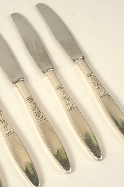 Set of 6 | Vintage Silver-Plated Knives with Detailing
