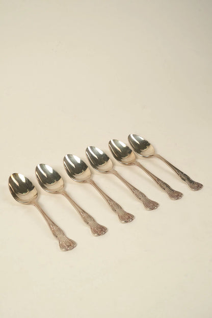 Set of 6 | Vintage Silver-Plated Teaspoons with Ornate Handles