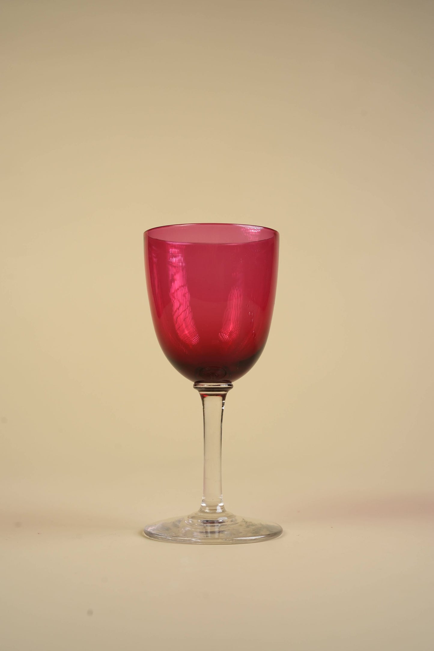 Set of 7 | Victorian Cranberry Glass Wine Glasses