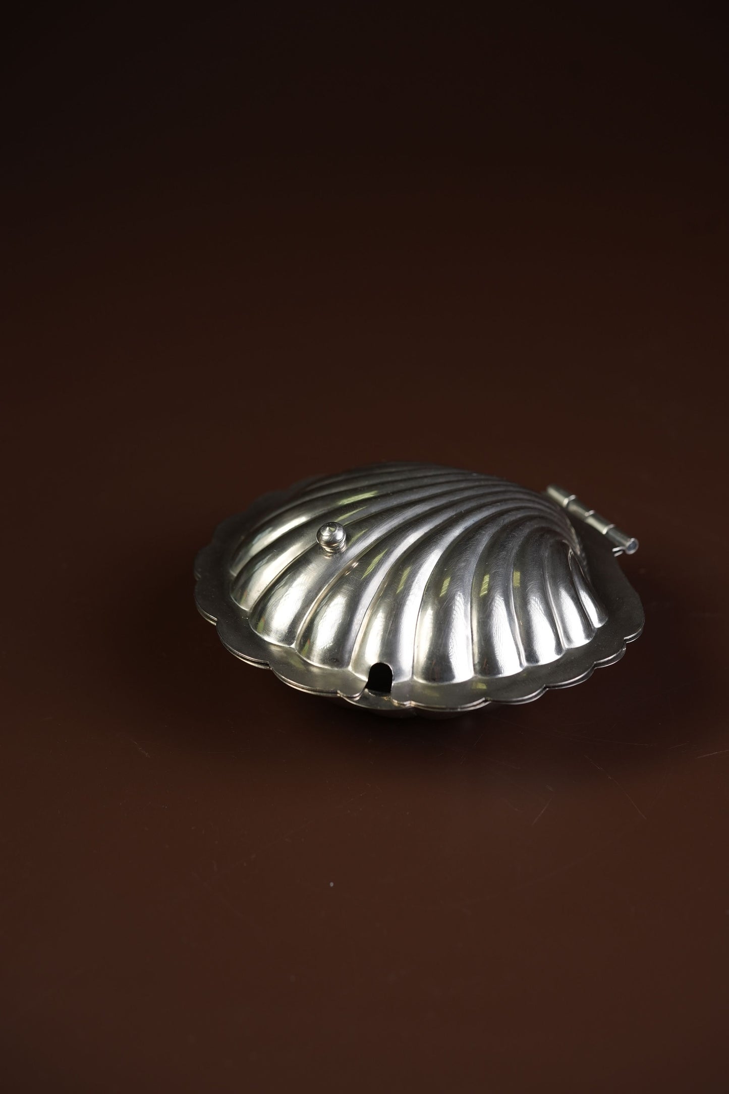 Silver-Plated Oyster Shell Butter Dish