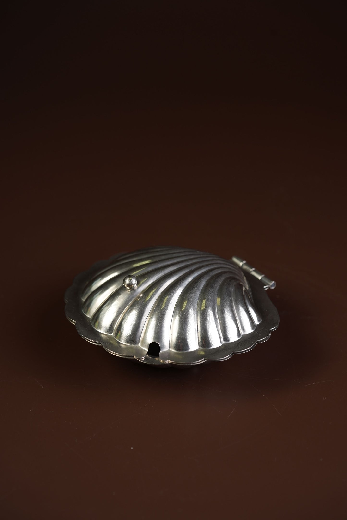 Silver-Plated Oyster Shell Butter Dish