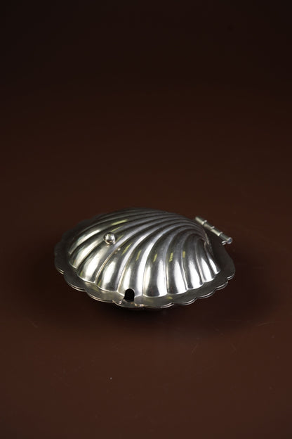 Silver-Plated Oyster Shell Butter Dish