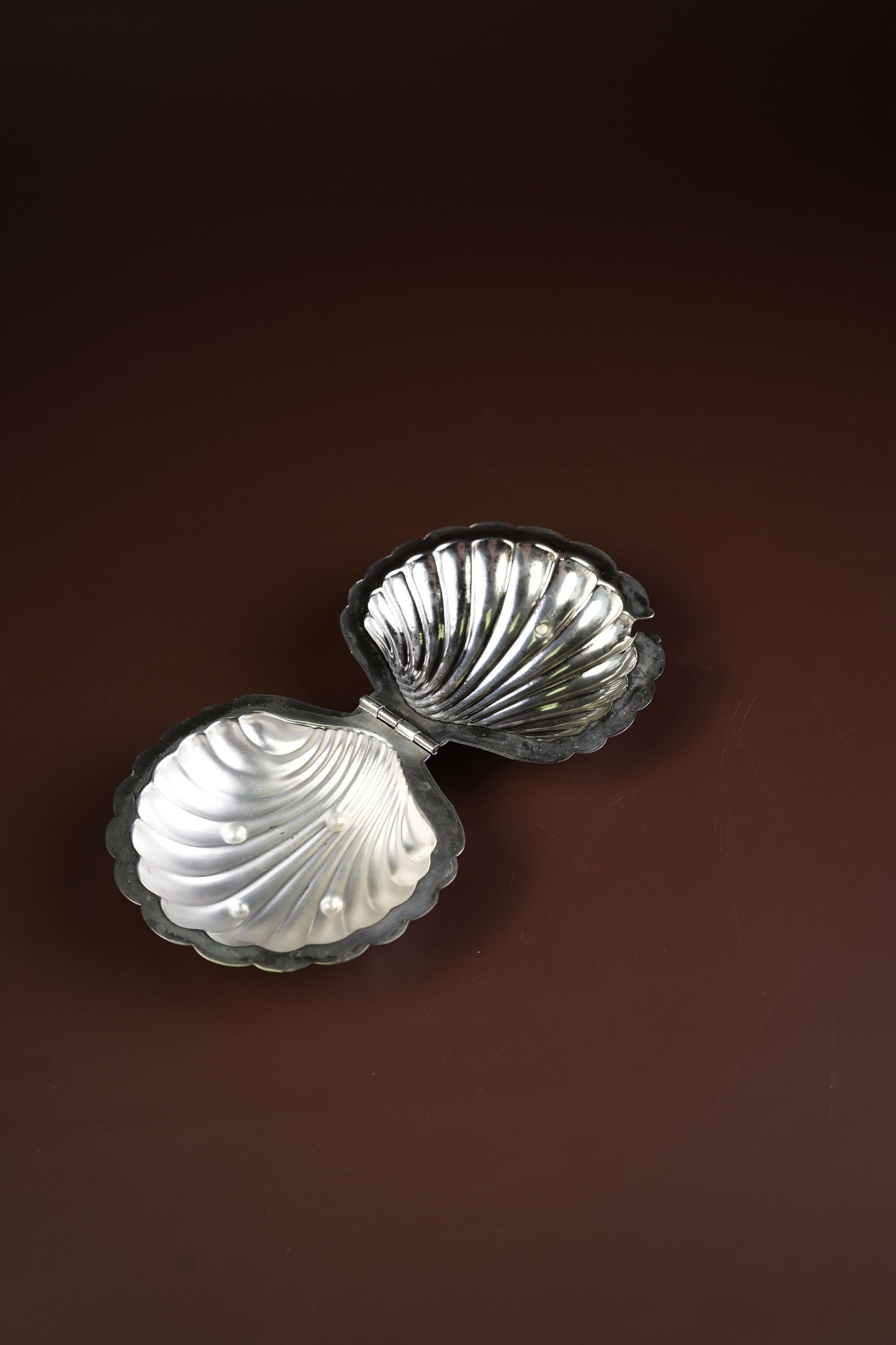 Silver-Plated Oyster Shell Butter Dish