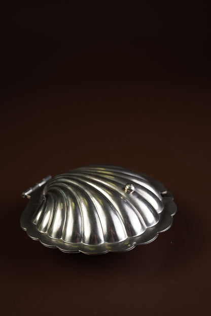 Silver-Plated Oyster Shell Butter Dish