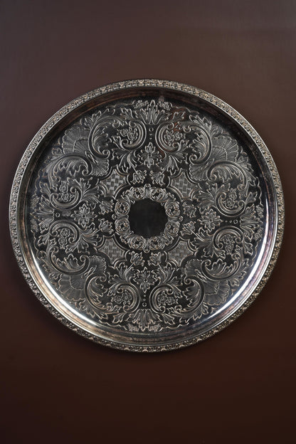 Silver-Plated Engraved Serving Tray