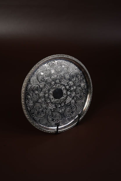 Silver-Plated Engraved Serving Tray