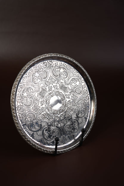 Silver-Plated Engraved Serving Tray