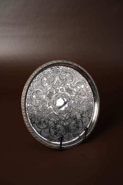 Silver-Plated Engraved Serving Tray