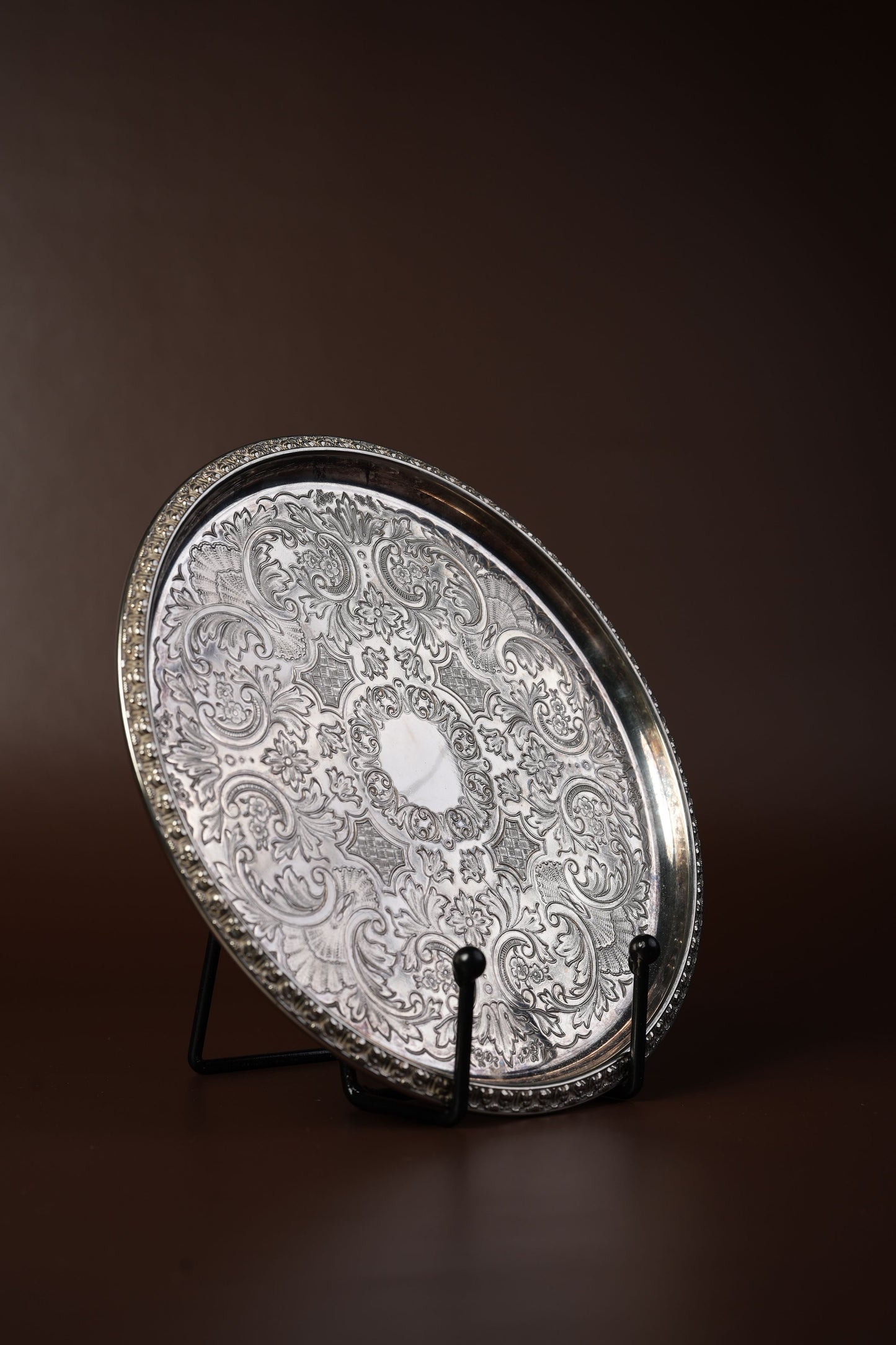 Silver-Plated Engraved Serving Tray