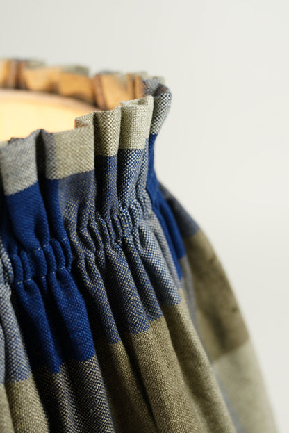 Close-up of striped linen lampshades 