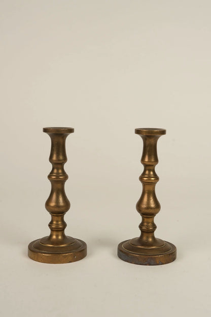 Small Vintage Brass Candle Holders | Set of 2