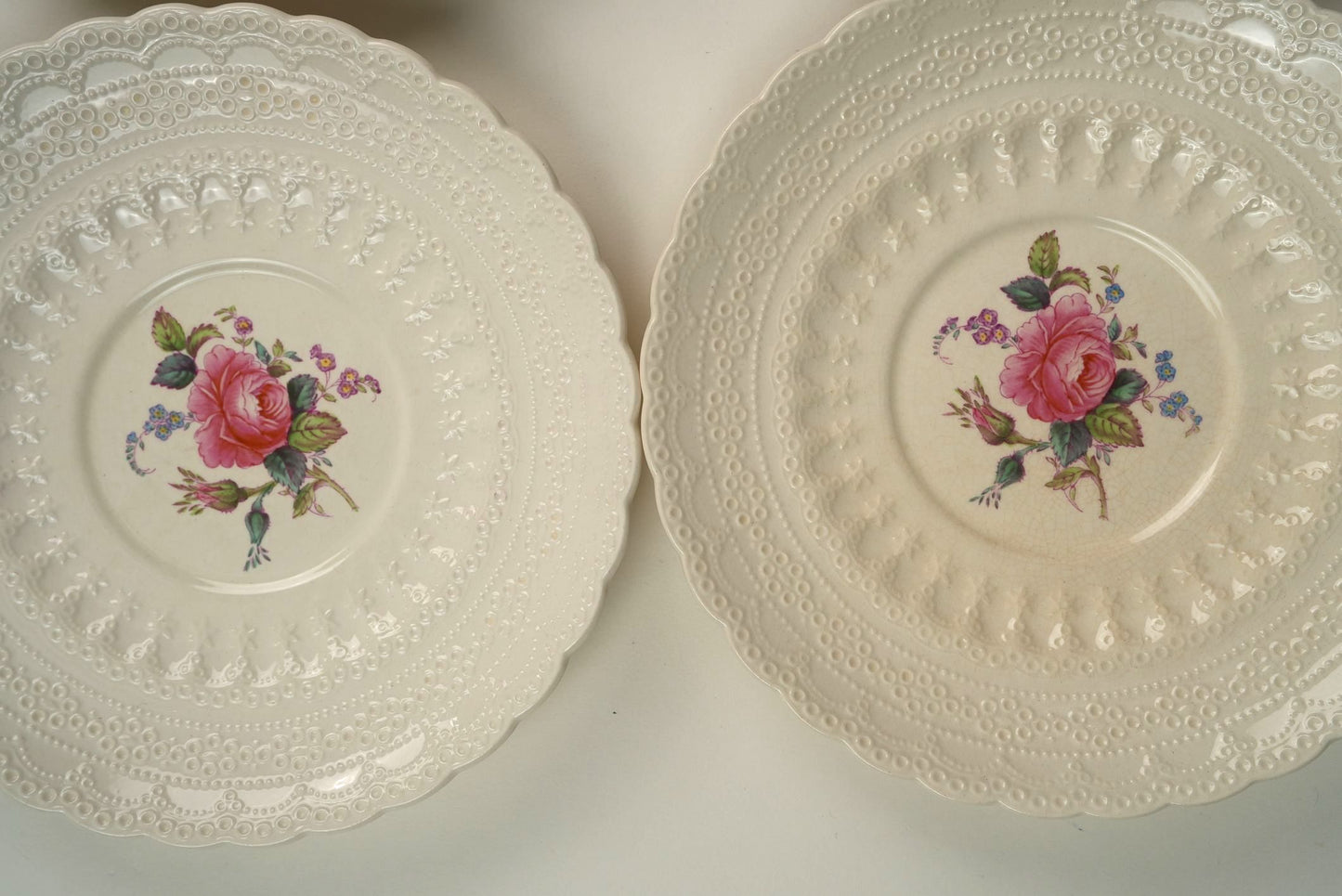 Spode Copeland English Pink Rose Embossed Plates | Set of 8
