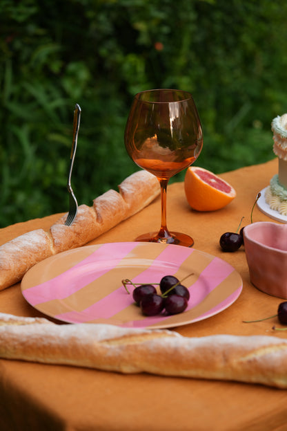 Pink & Orange Striped Plate | Set of 2