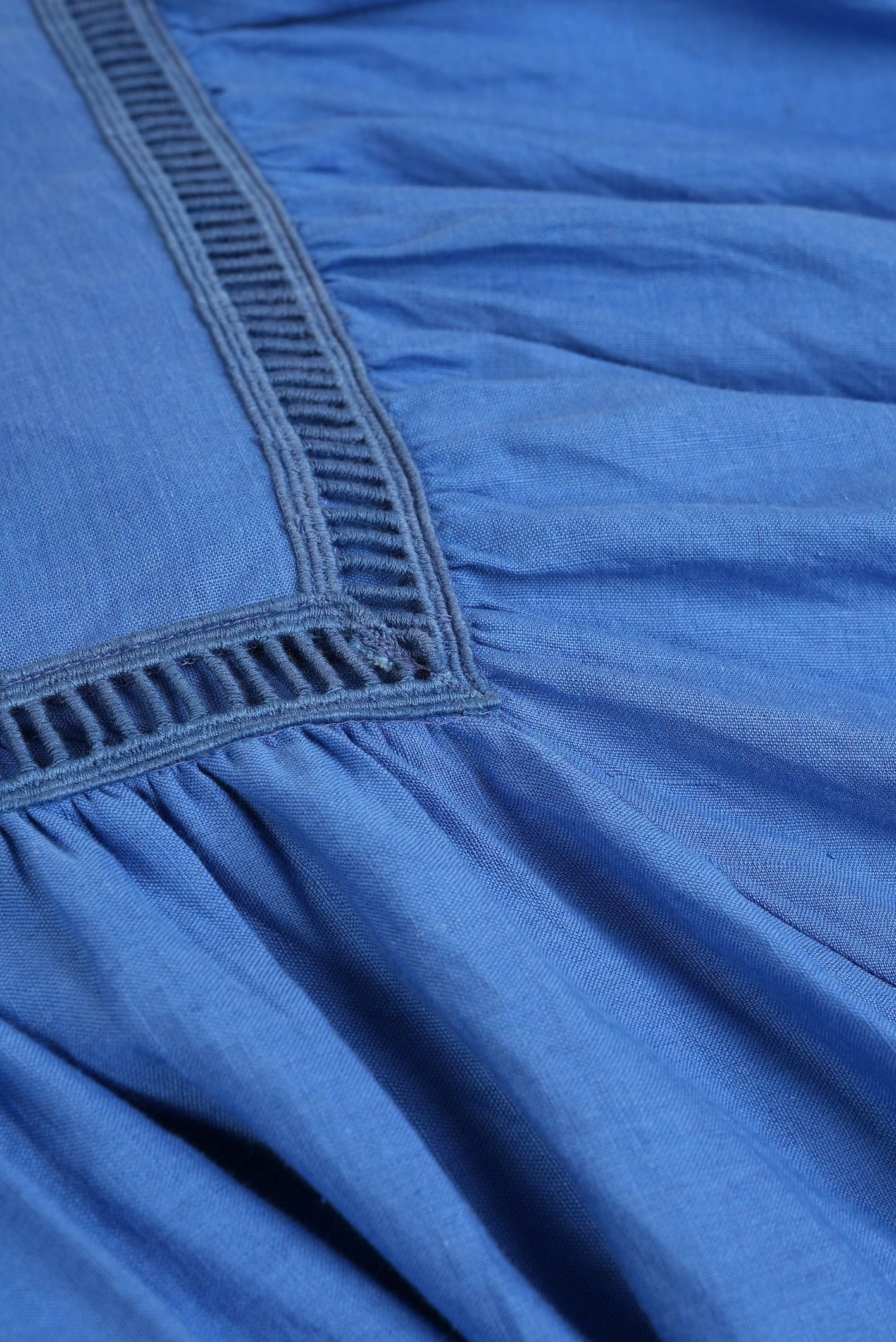 Blue Linen Table Cover With Frill