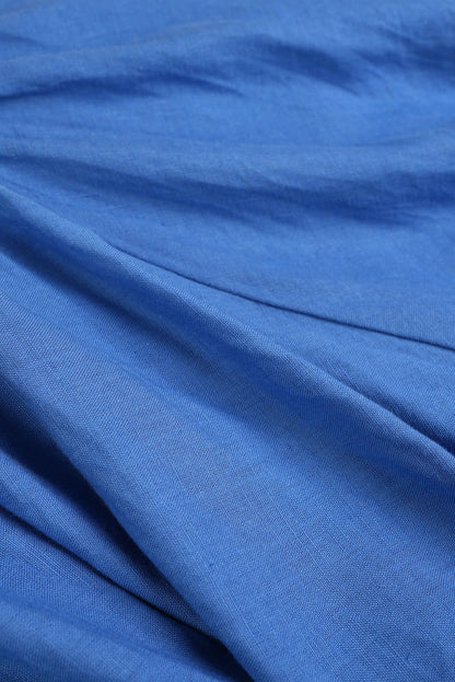 Blue Linen Table Cover With Frill