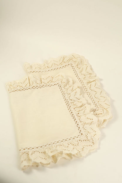 Delicate Schiffli Trim Placemats | Set of 2