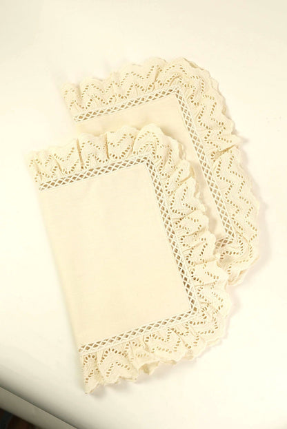 Delicate Schiffli Trim Placemats | Set of 2