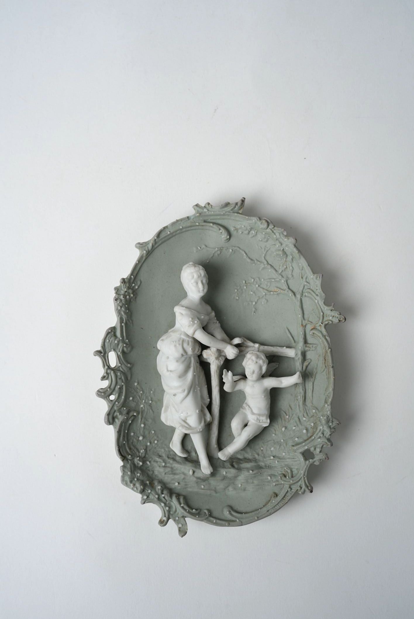 Victorian Bisque Porcelain Wall Plaque