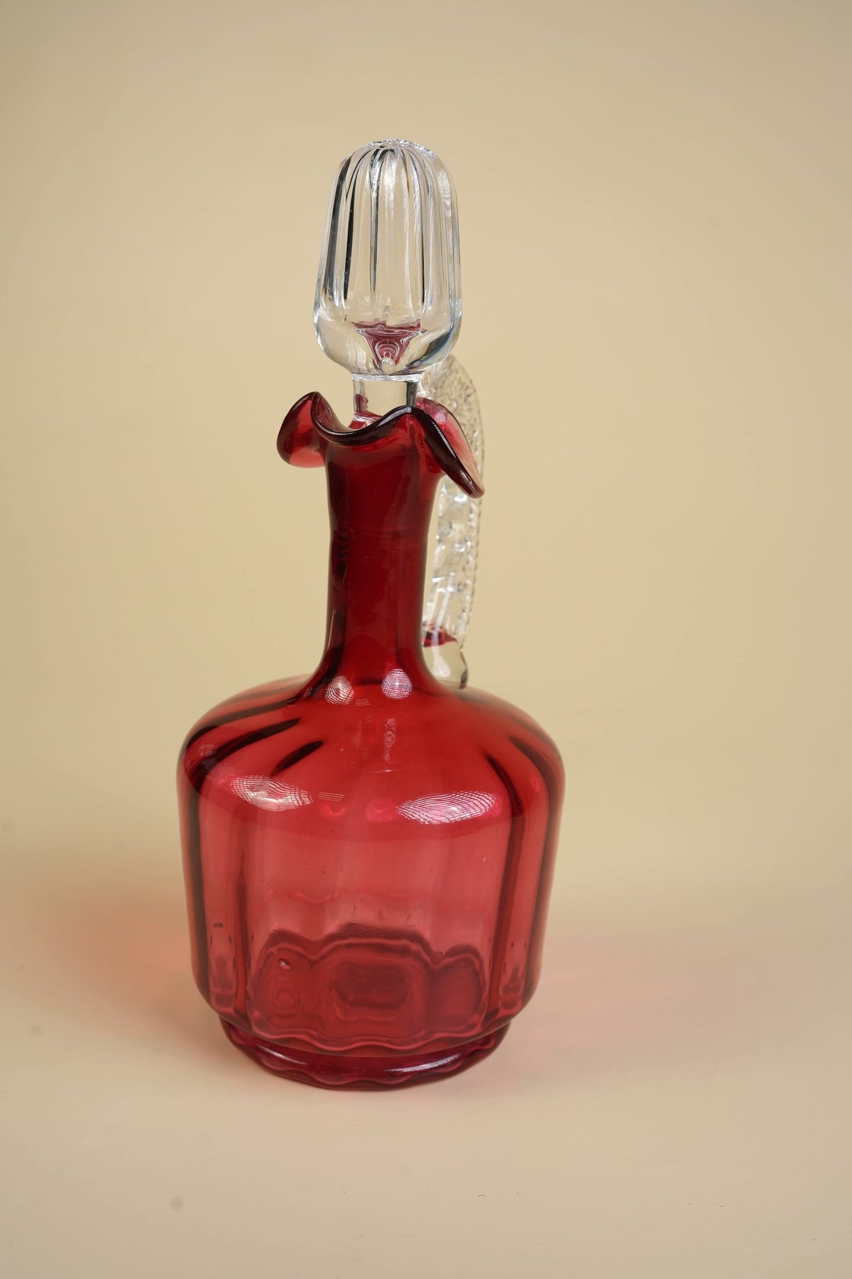 Victorian Cranberry Glass Hand‑Blown Decanter