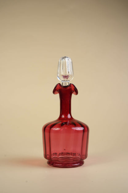 Victorian Cranberry Glass Hand‑Blown Decanter