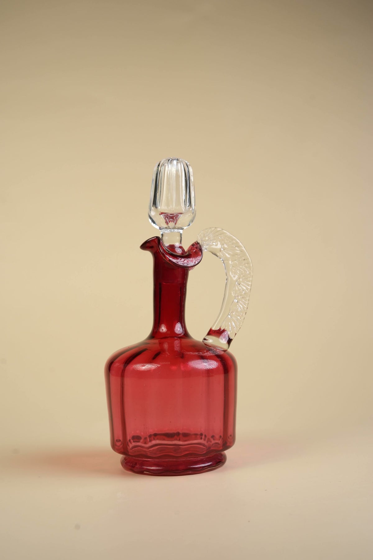 Victorian Cranberry Glass Hand‑Blown Decanter