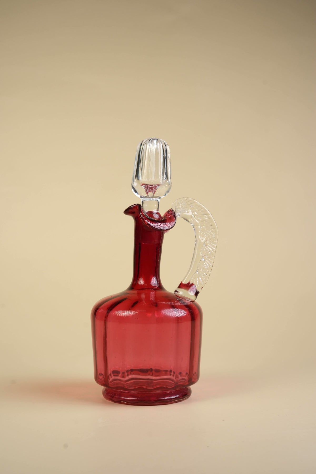 Victorian Cranberry Glass Hand‑Blown Decanter