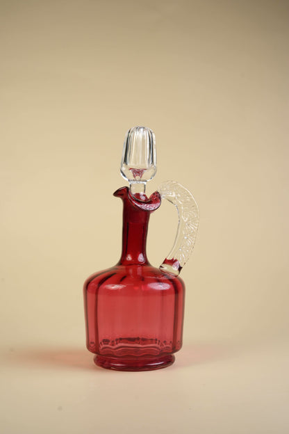 Victorian Cranberry Glass Hand‑Blown Decanter
