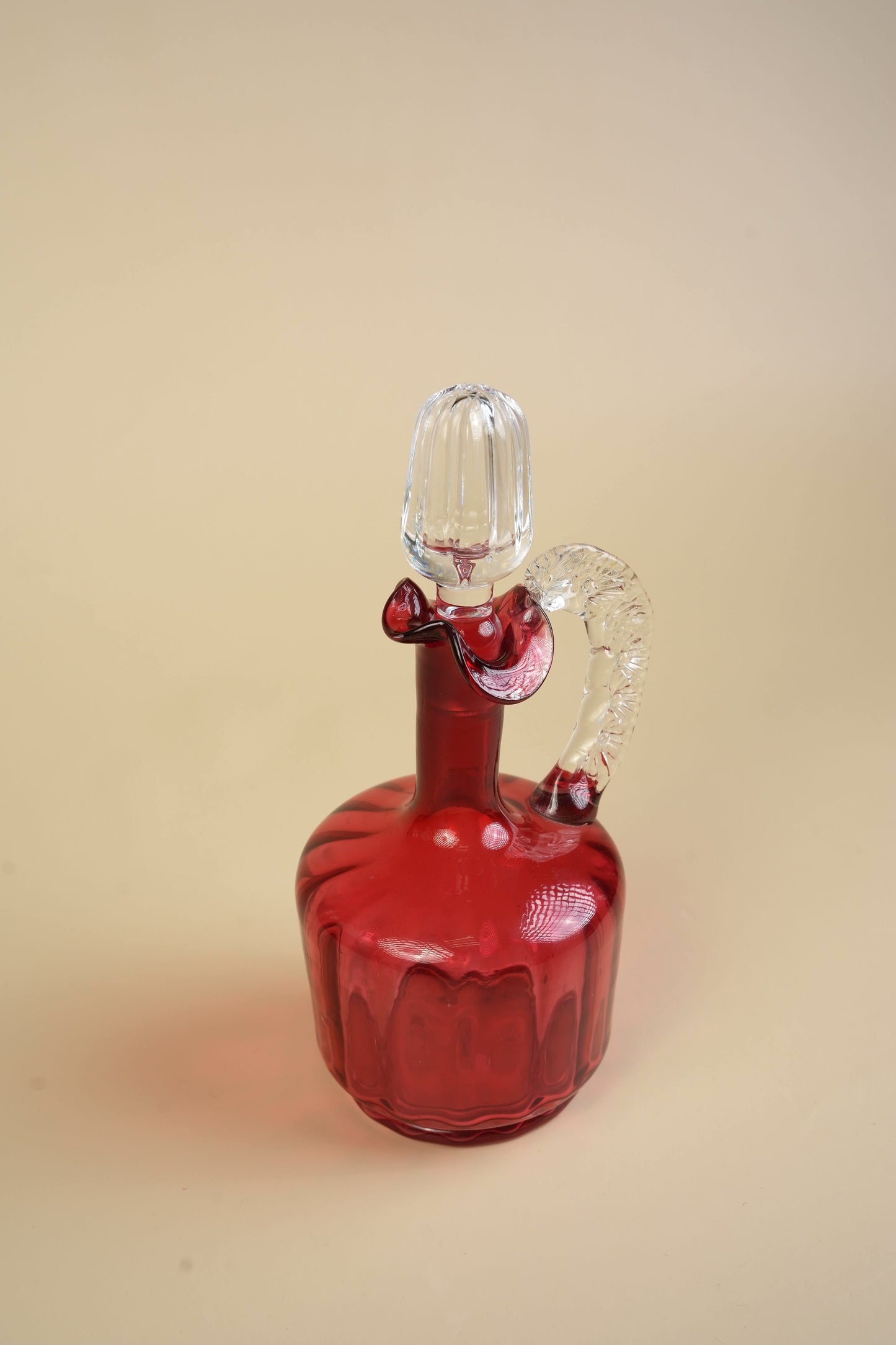 Victorian Cranberry Glass Hand‑Blown Decanter
