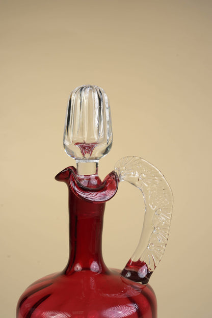 Victorian Cranberry Glass Hand‑Blown Decanter