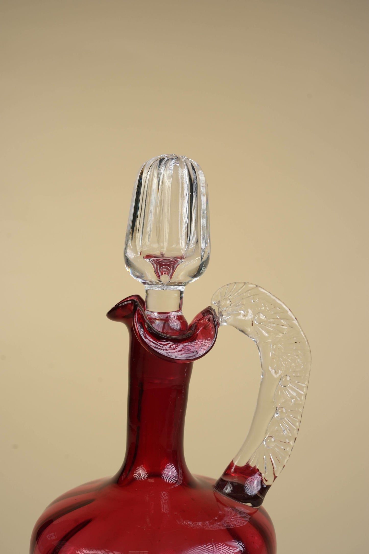 Victorian Cranberry Glass Hand‑Blown Decanter