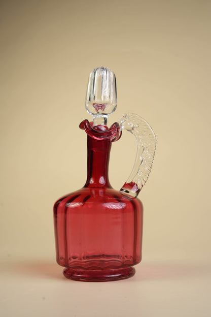 Victorian Cranberry Glass Hand‑Blown Decanter