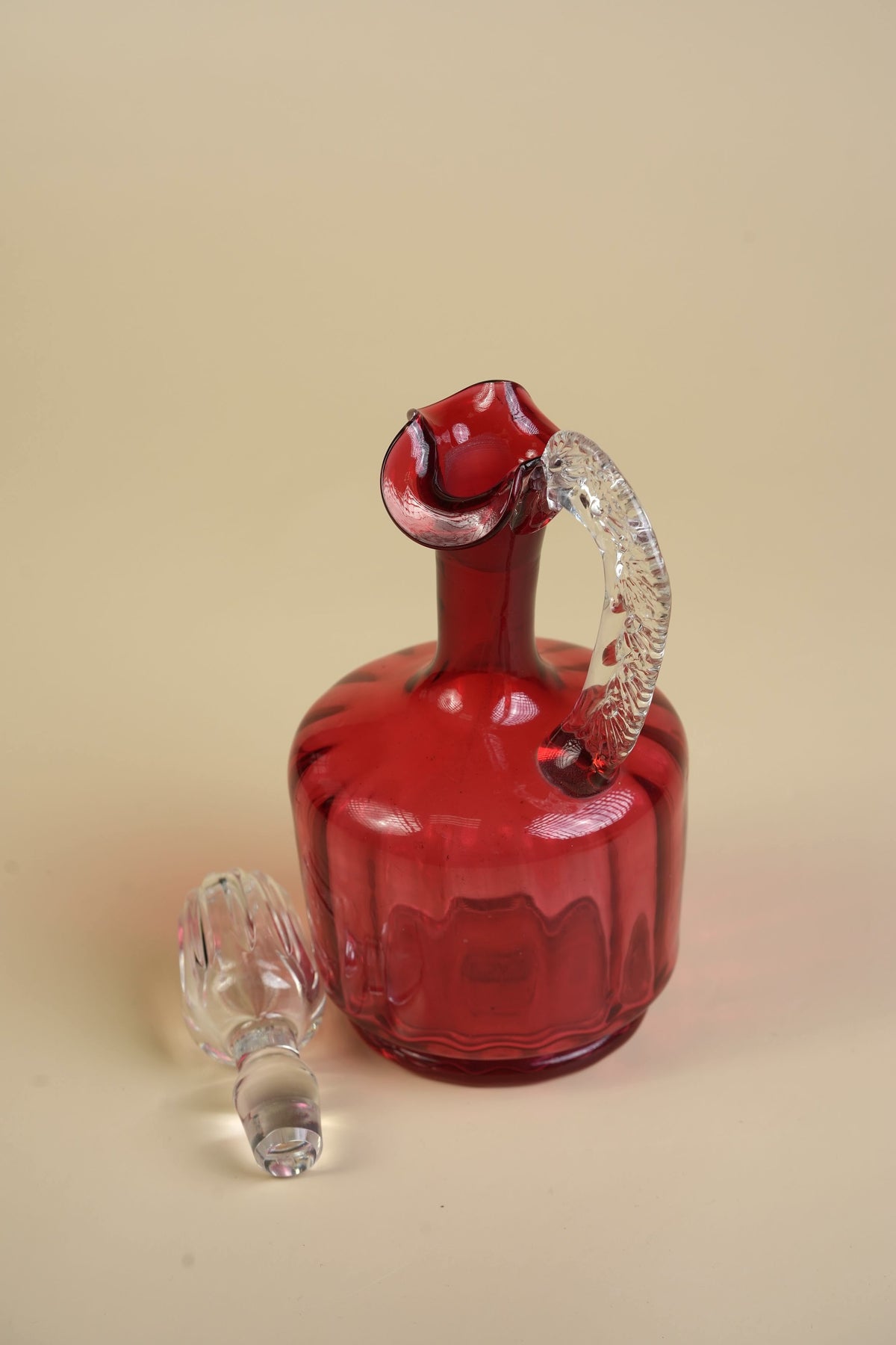 Victorian Cranberry Glass Hand‑Blown Decanter