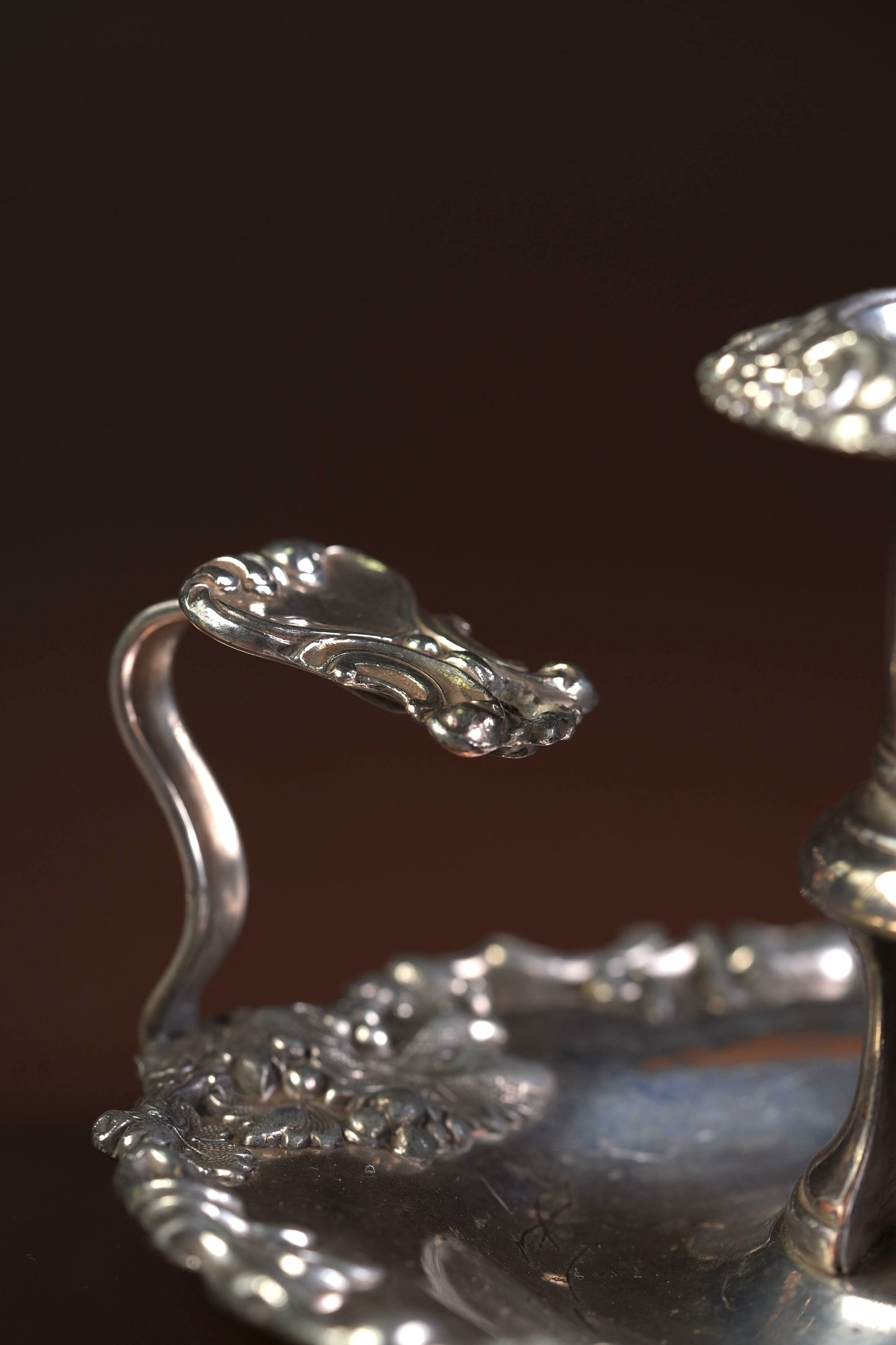 Victorian Silver-Plated Candleholders with Repousse Grape Border