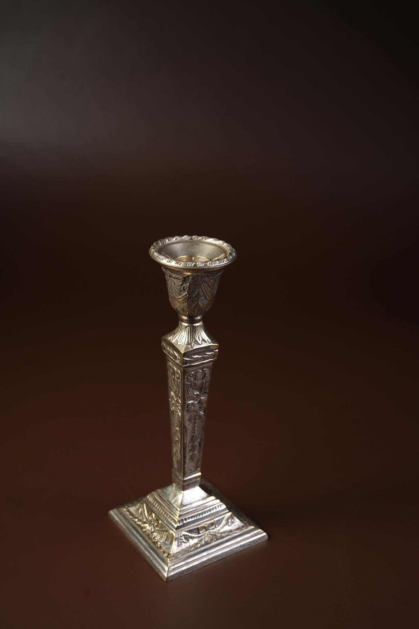 Victorian Silver-Plated Neoclassical Candlesticks with Tassel Detail