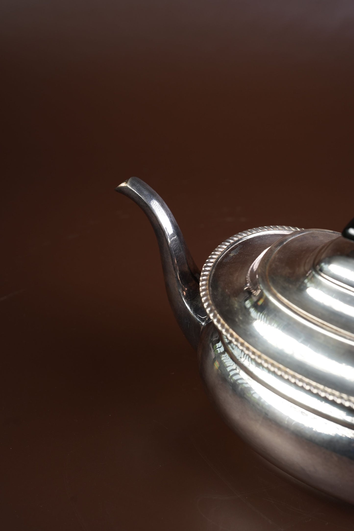 Victorian Silver-Plated Teapot with Beaded Lid & Ebonised Handle