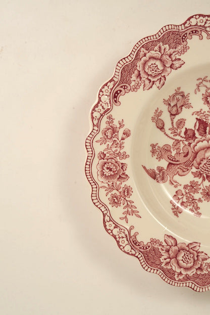 Vintage Crown Ducal "Bristol Pink" Transferware Soup Plate