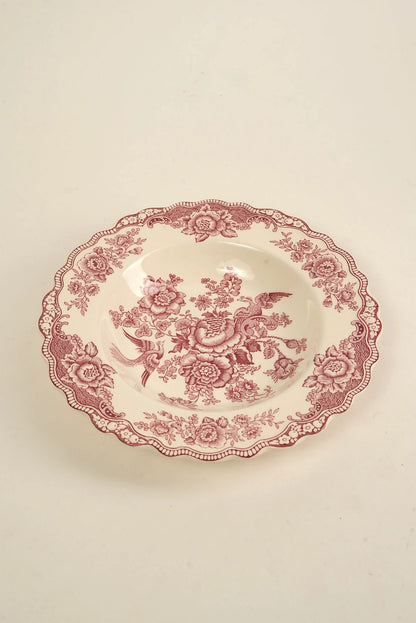 Vintage Crown Ducal "Bristol Pink" Transferware Soup Plate