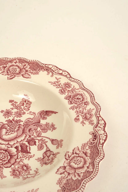 Vintage Crown Ducal "Bristol Pink" Transferware Soup Plate