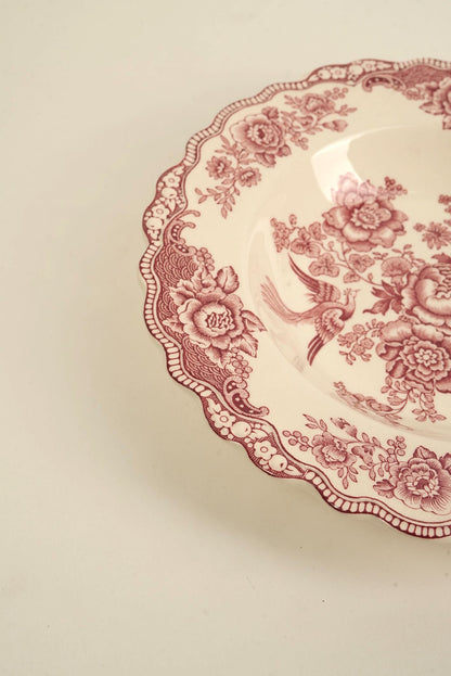 Vintage Crown Ducal "Bristol Pink" Transferware Soup Plate