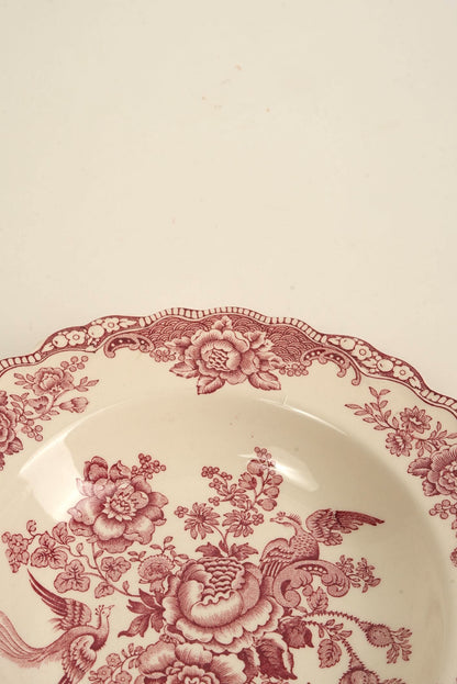 Vintage Crown Ducal "Bristol Pink" Transferware Soup Plate