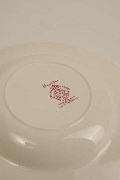 Vintage Crown Ducal "Bristol Pink" Transferware Soup Plate