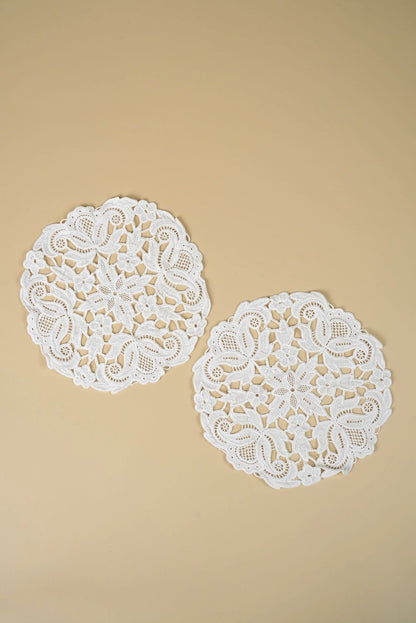 Vintage Embroidered Small Doilies | Set Of 2