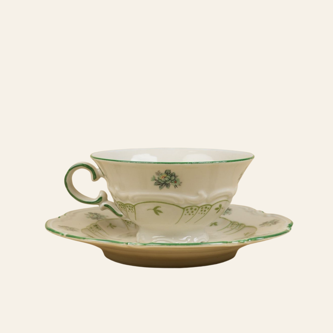 Vintage Delicate Green Cup & Saucer