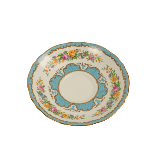 Antique Staffordshire Saucers with Turquoise & Gold Detailing