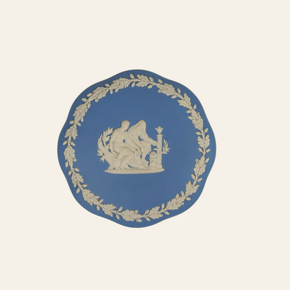 Decorative plate with classical design on a blue background - Authentic antique piece 