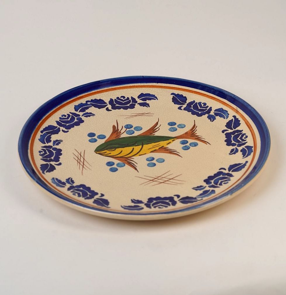 Vintage Mediterranean Fish Plate | Large